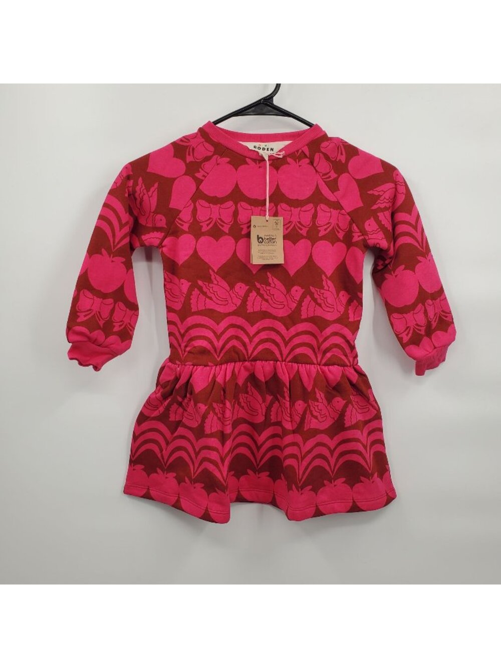 Mini Boden Cosy Sweatshirt Dress Girls Size 6 - 7 Y NWT Red Liquorice Festive